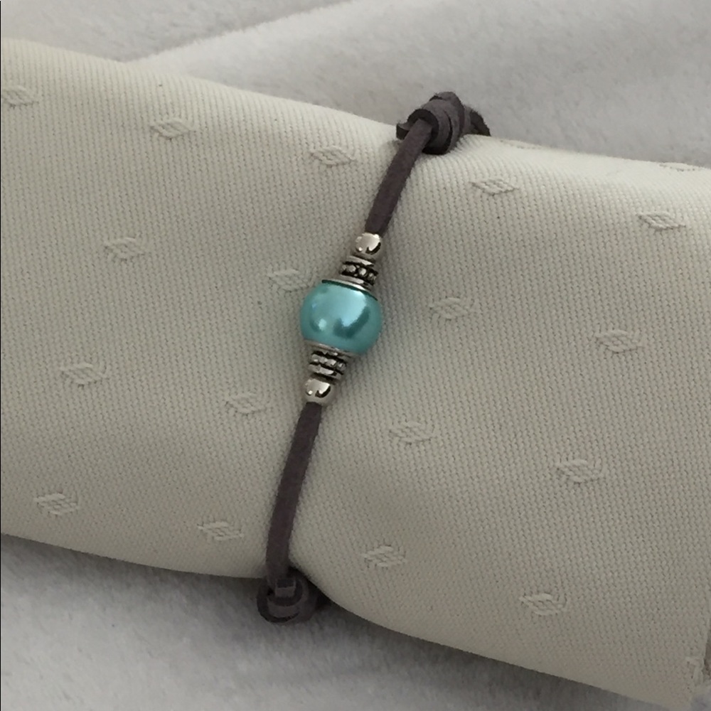Handmade Bracelet Blue & Gray Adjustable Slider
